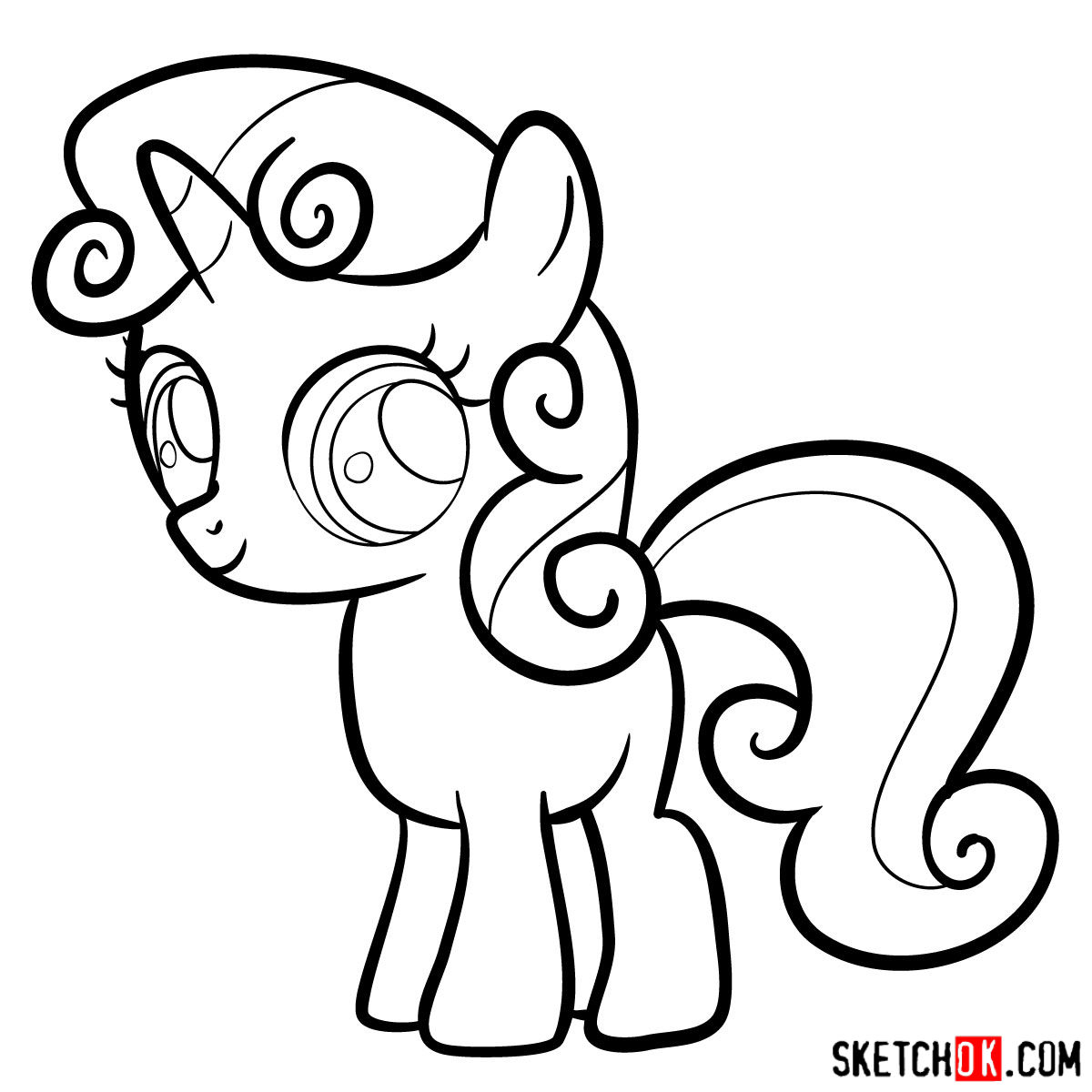 How to draw Sweetie Belle unicorn pony - step 12