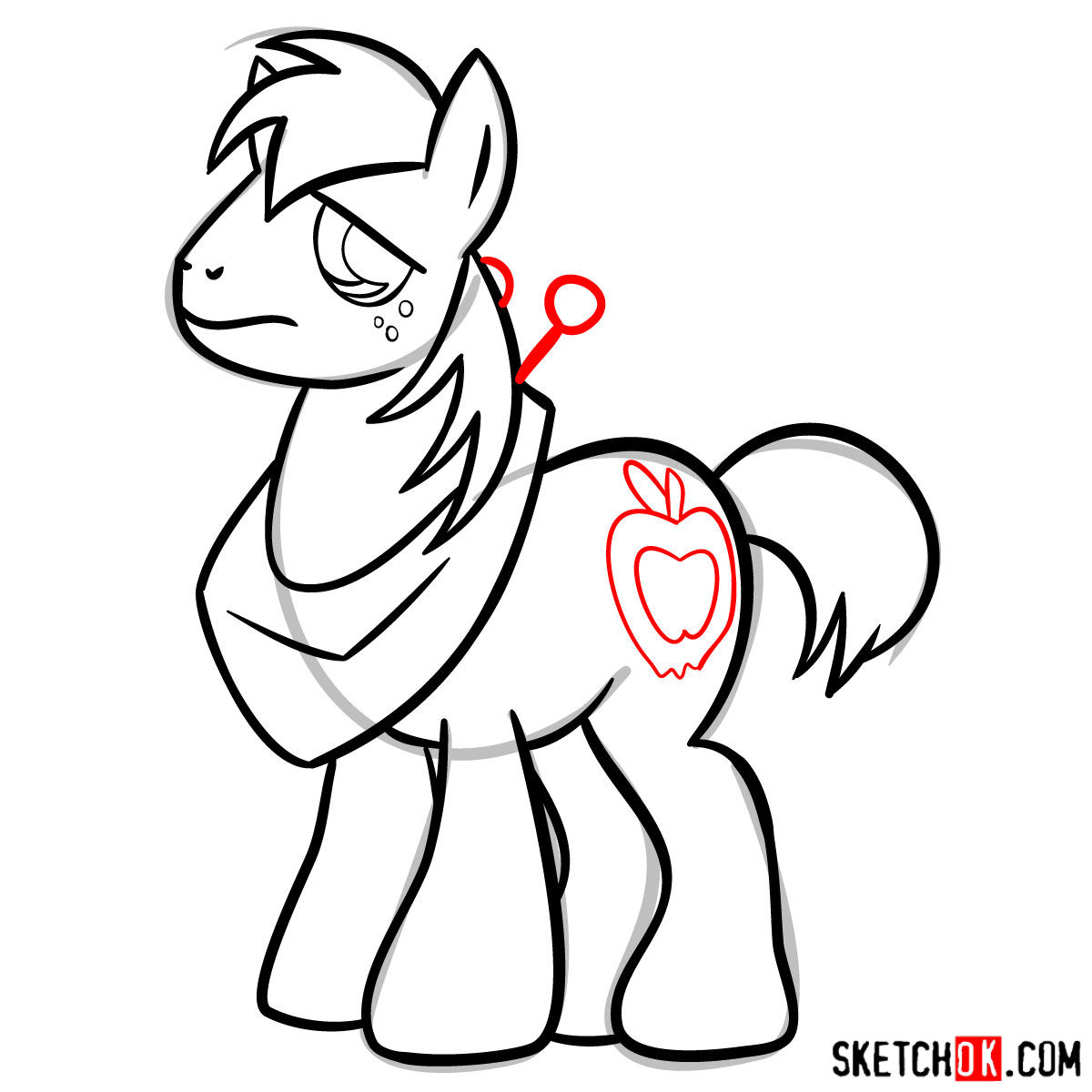 How to draw Big MacIntosh pony - step 11