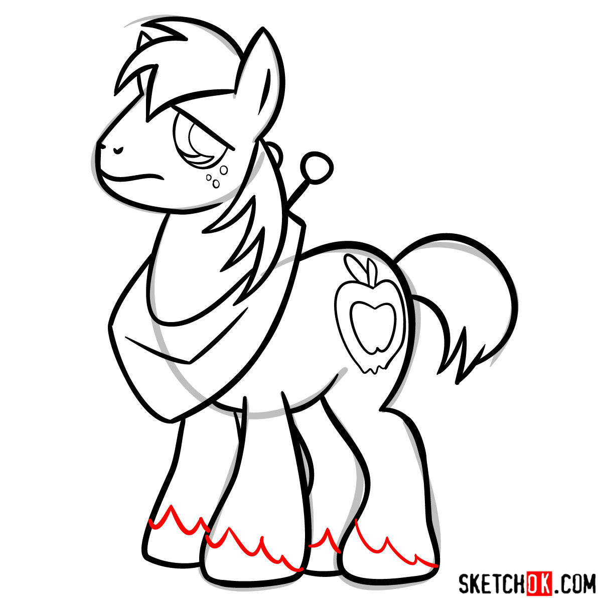 How to draw Big MacIntosh pony - step 12