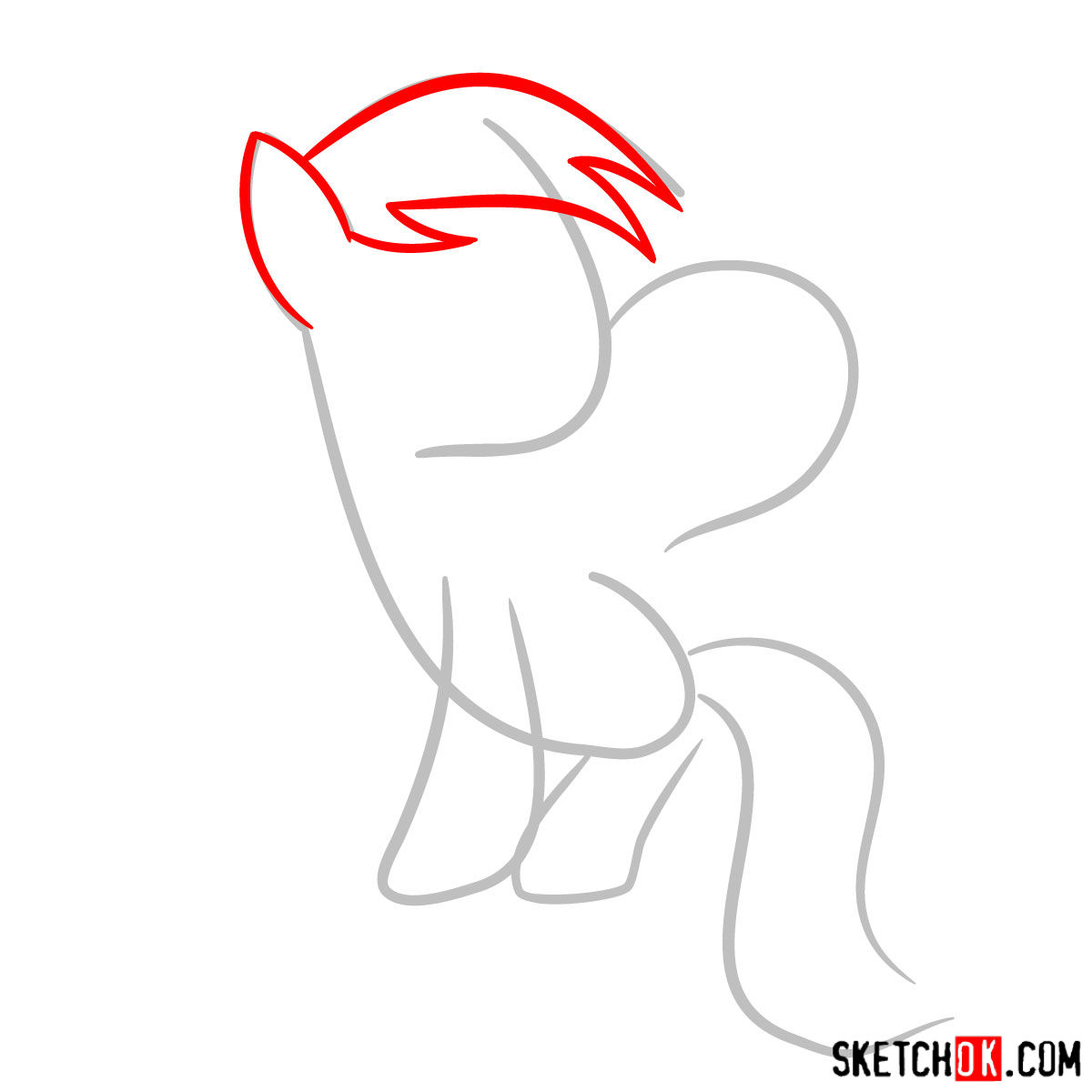How to draw Derpy Hooves pegasus pony - step 02
