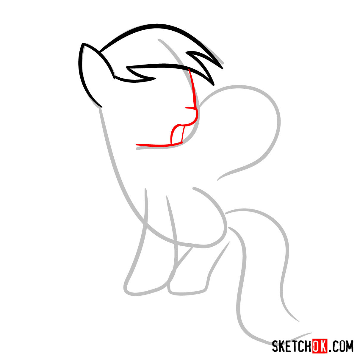 How to draw Derpy Hooves pegasus pony - step 03