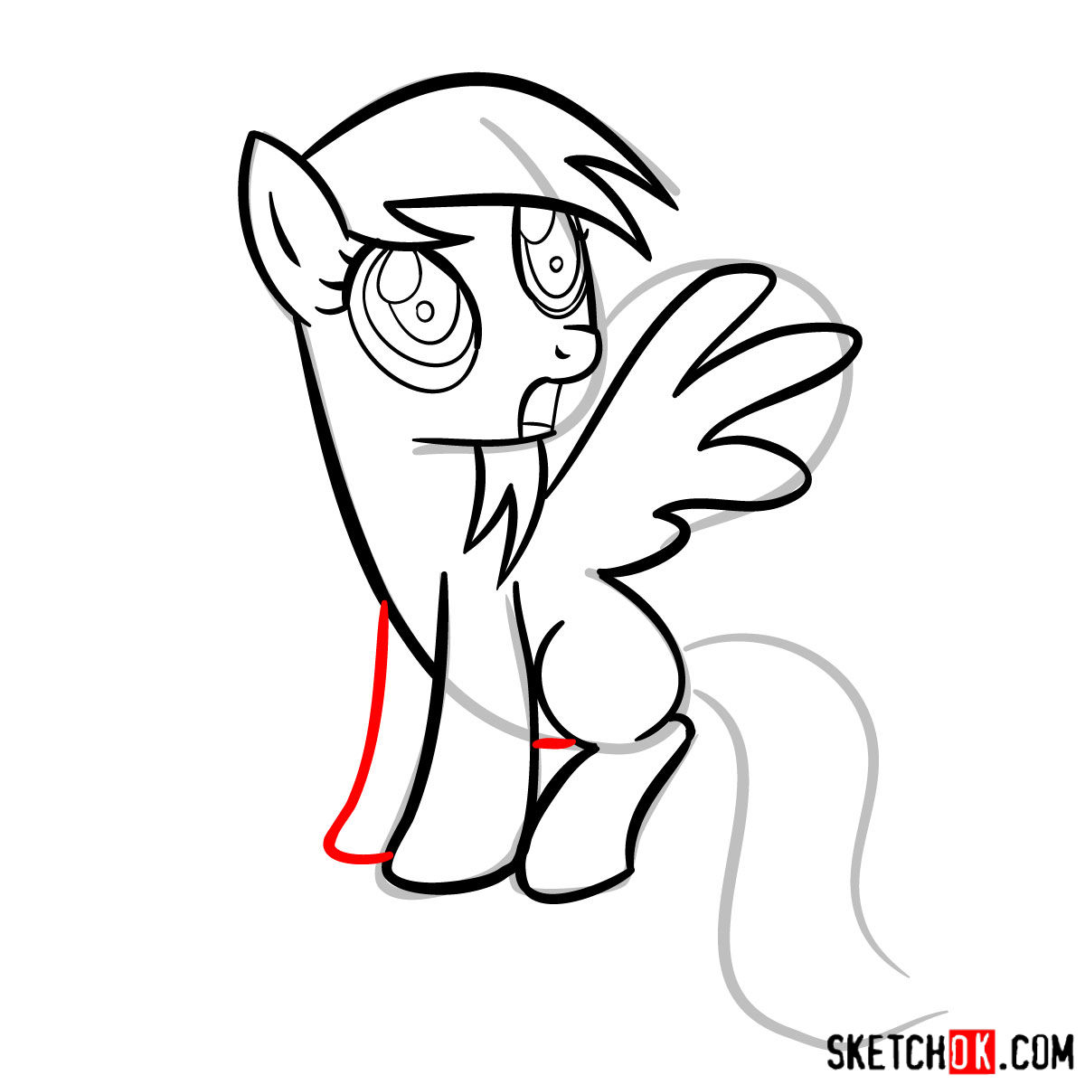 How to draw Derpy Hooves pegasus pony - step 07