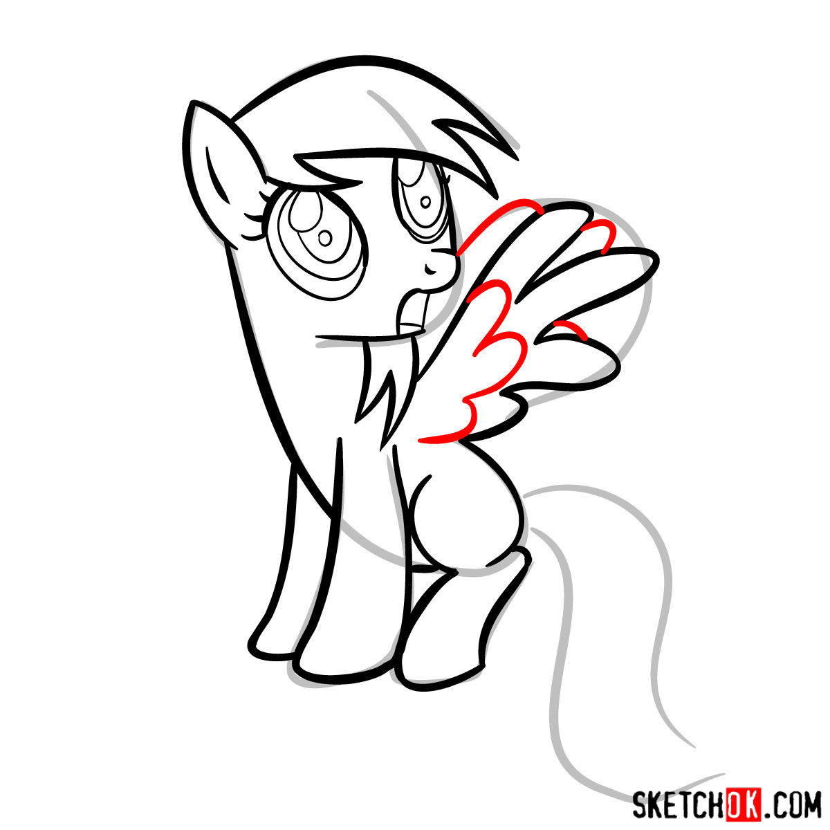 How to draw Derpy Hooves pegasus pony - step 08