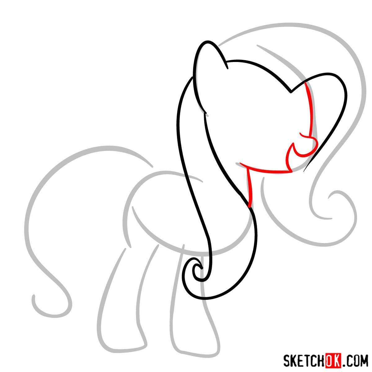 How to draw Fluttershy pegasus pony - step 04
