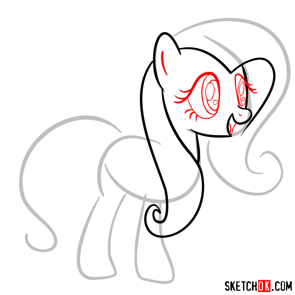 How to draw Fluttershy pegasus pony - step 05