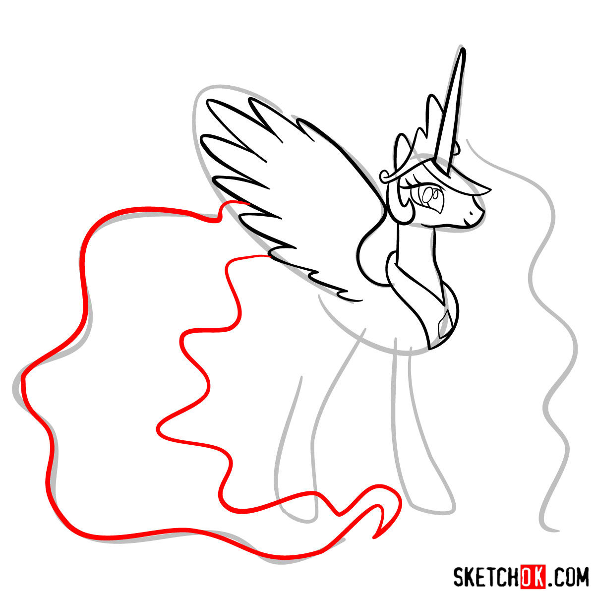 How to draw Princess Celestia - step 07