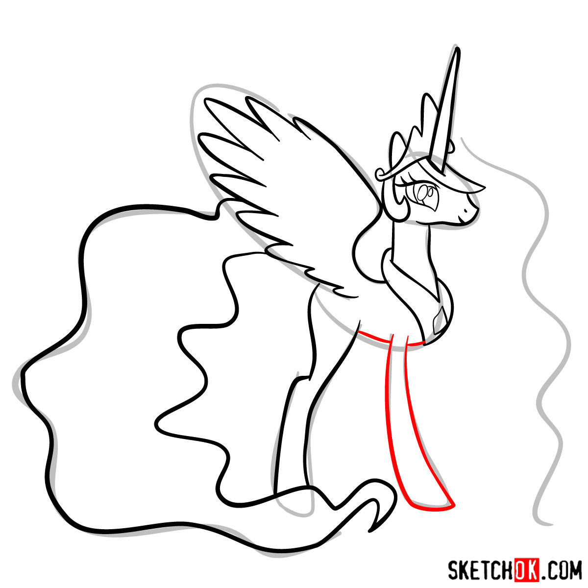 How to draw Princess Celestia - step 09