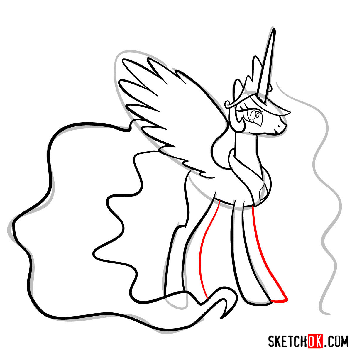 How to draw Princess Celestia - step 10