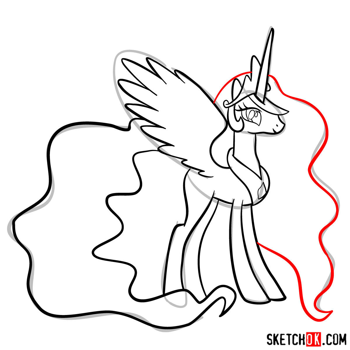 How to draw Princess Celestia - step 11