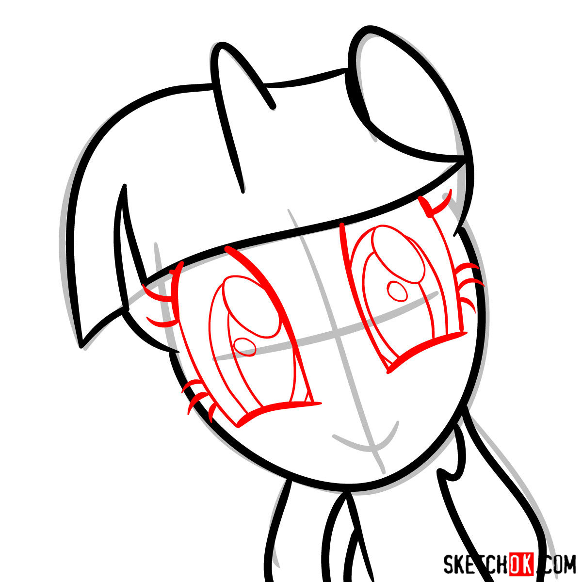 How to draw Twilight Sparkle face - step 05