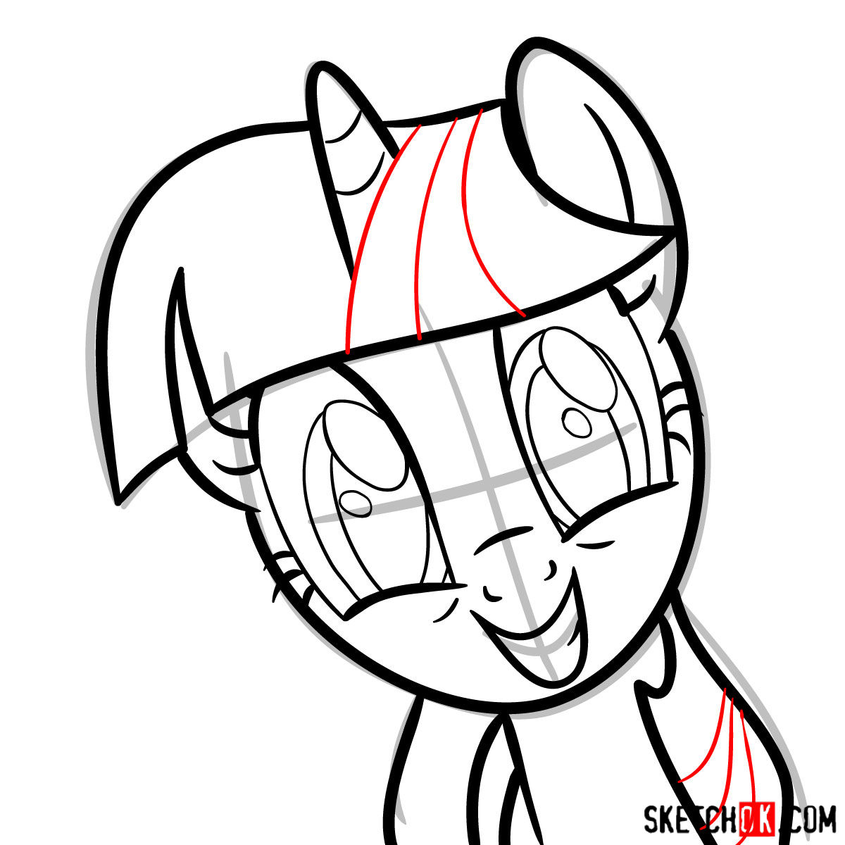 How to draw Twilight Sparkle face - step 07