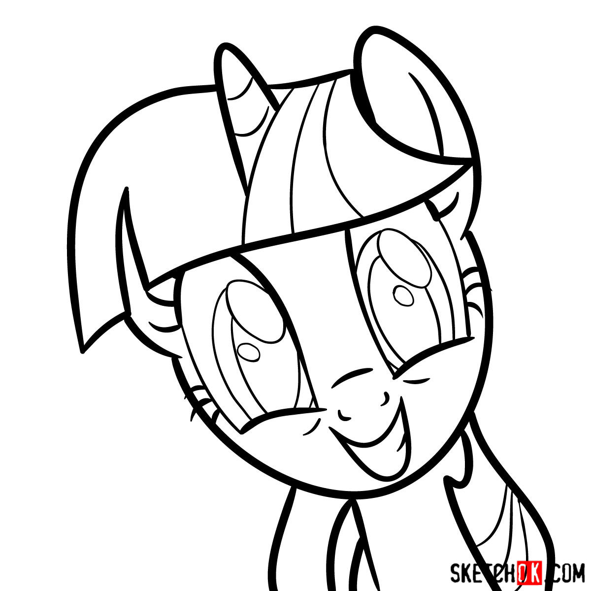 How to draw Twilight Sparkle face - step 08