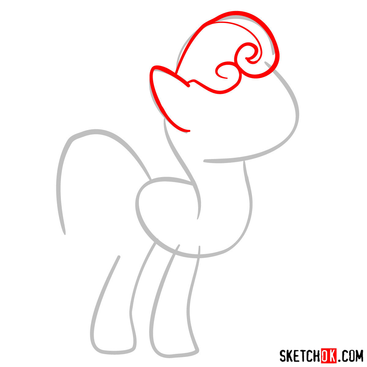How to draw Apple Rose pony - step 02