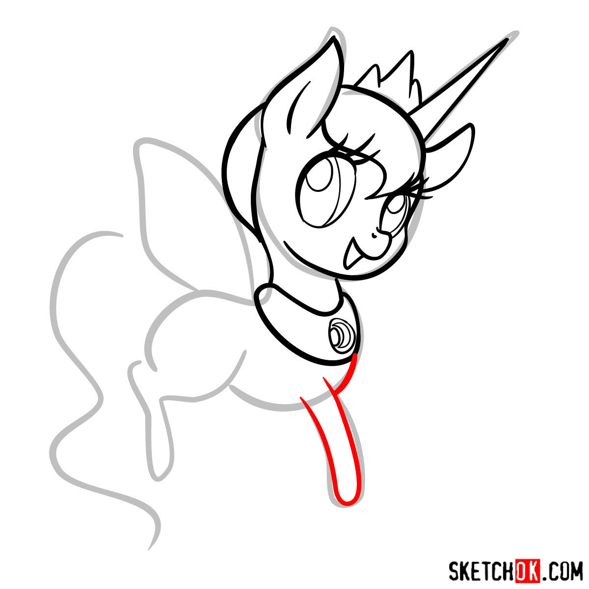 How to draw Princess Luna chibi style - step 07