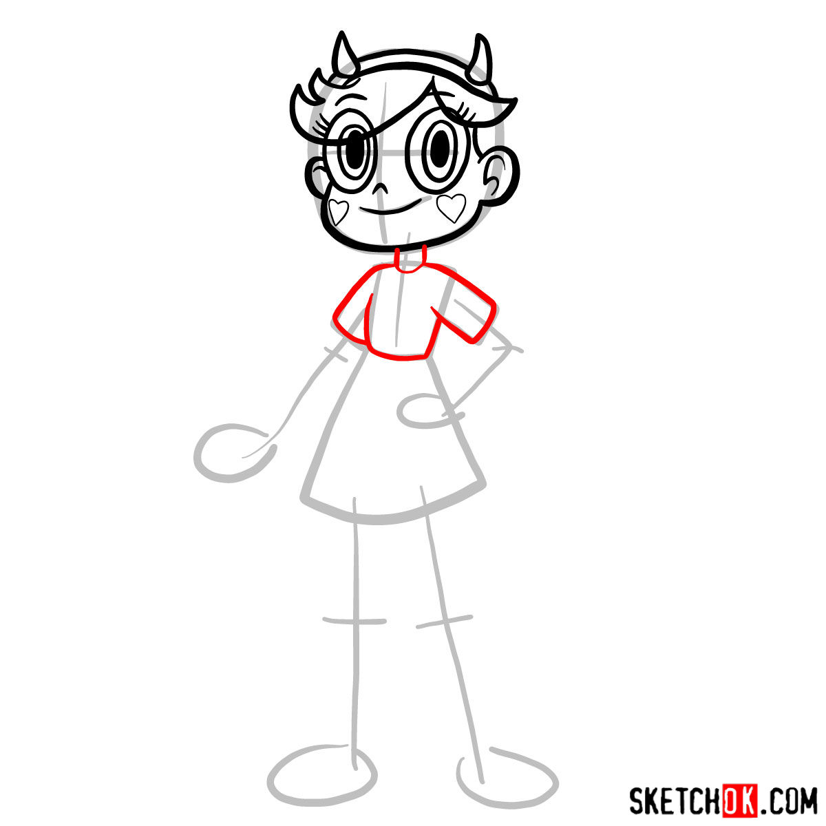How to draw Star Butterfly - step 05