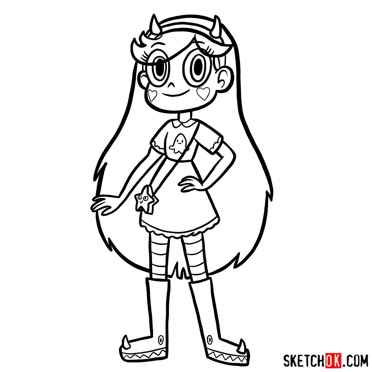 How to draw Star Butterfly - step 15.