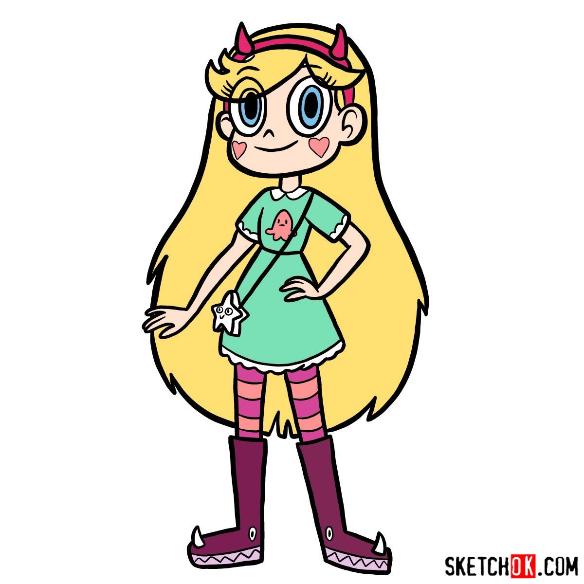 How to draw Star Butterfly - Sketchok easy drawing guides