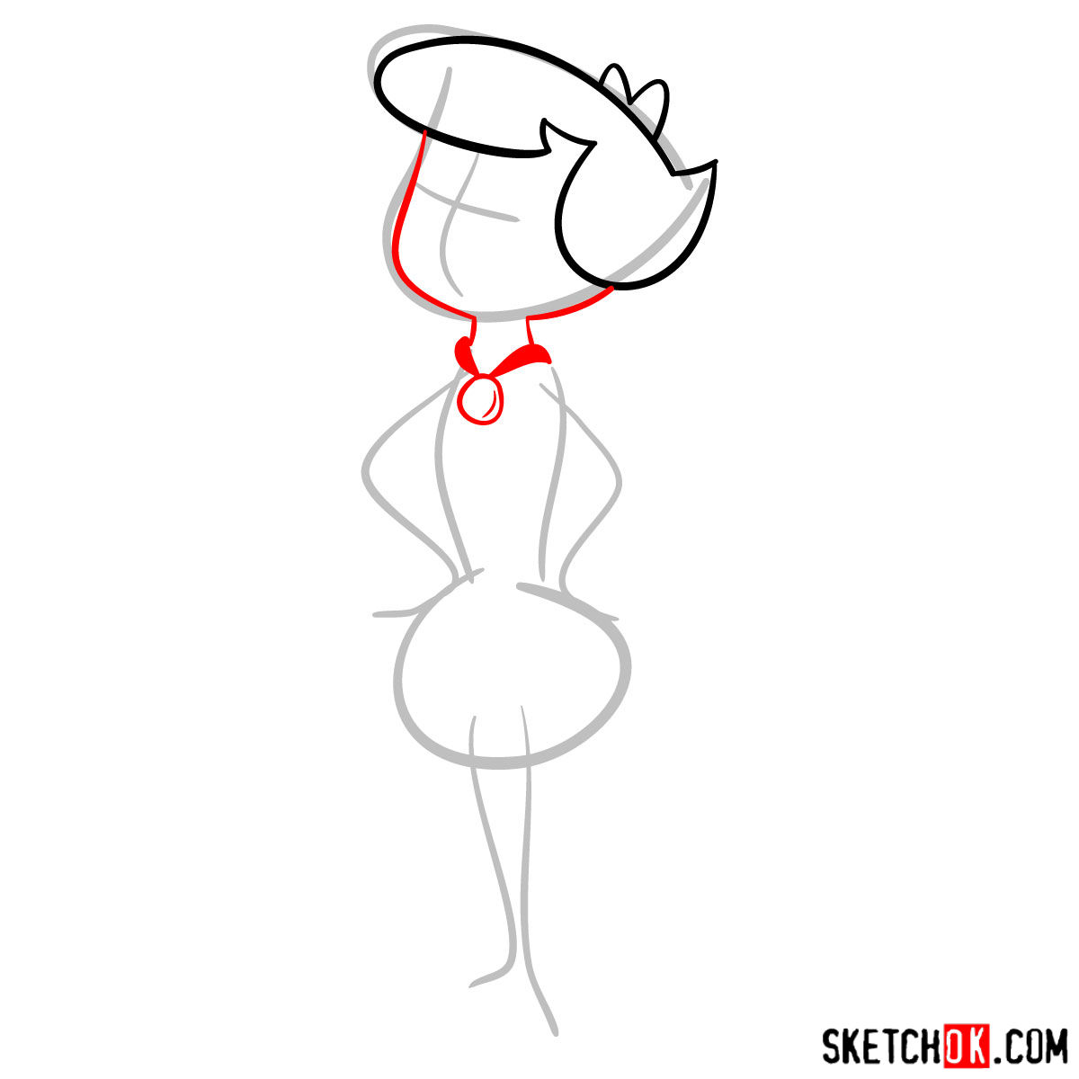 How to draw Betty Rubble - step 03