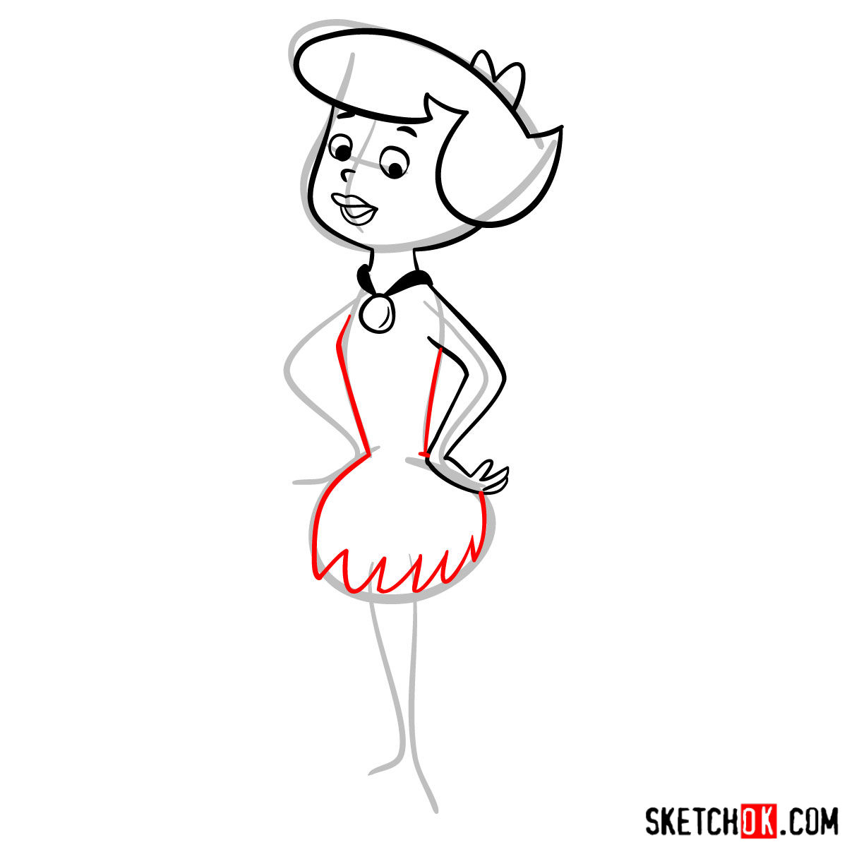 How to draw Betty Rubble -  step 06