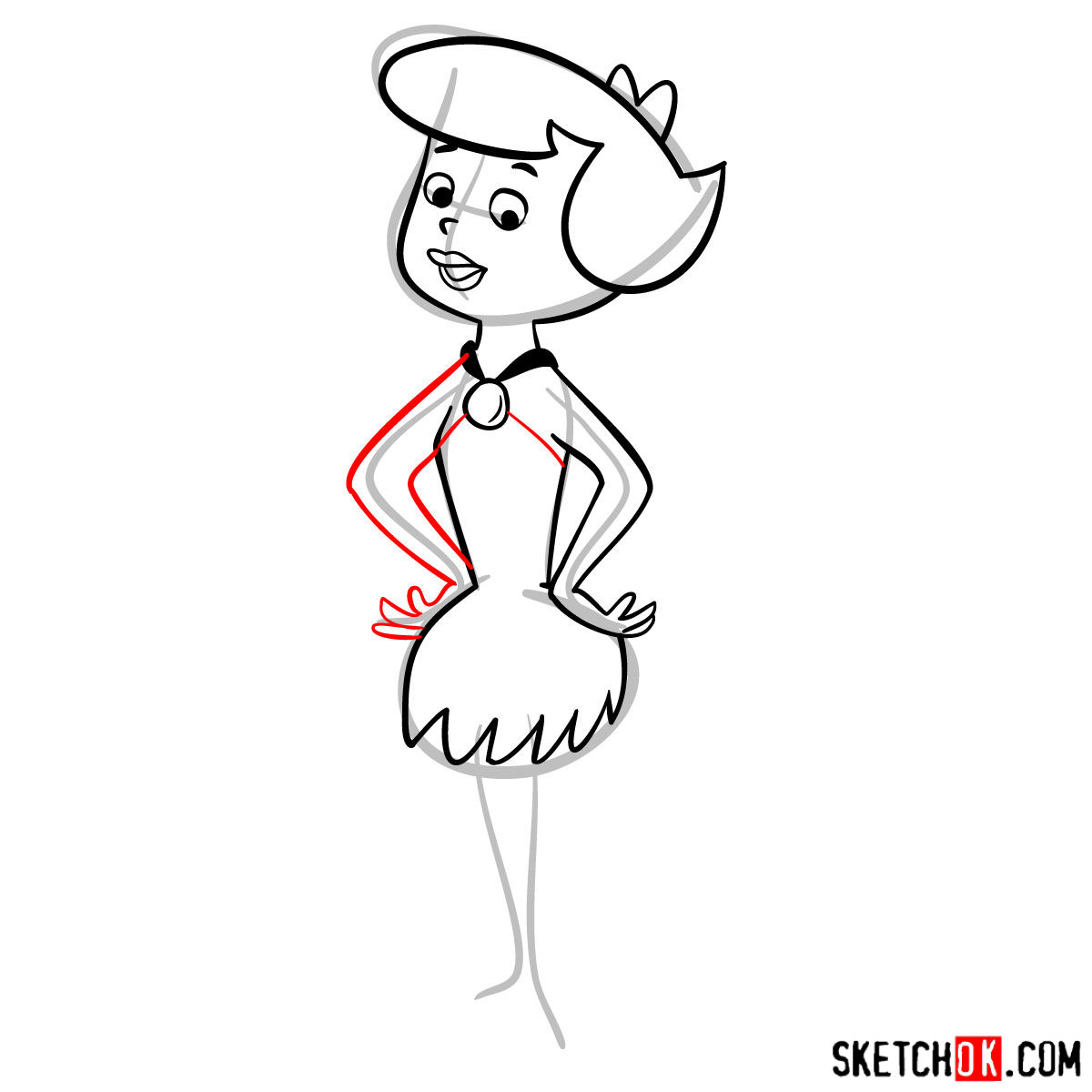 How to draw Betty Rubble - step 07
