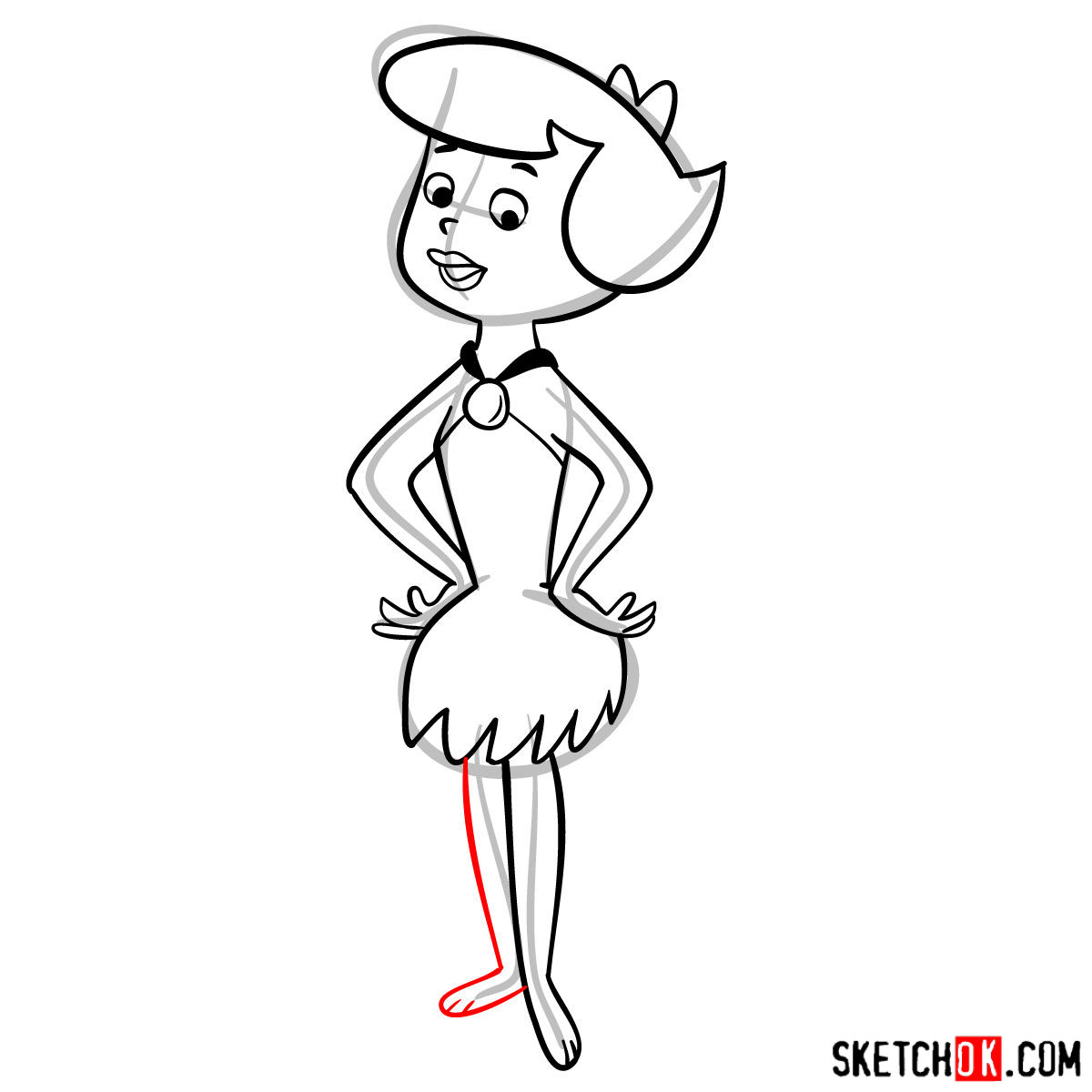 How to draw Betty Rubble - step 09