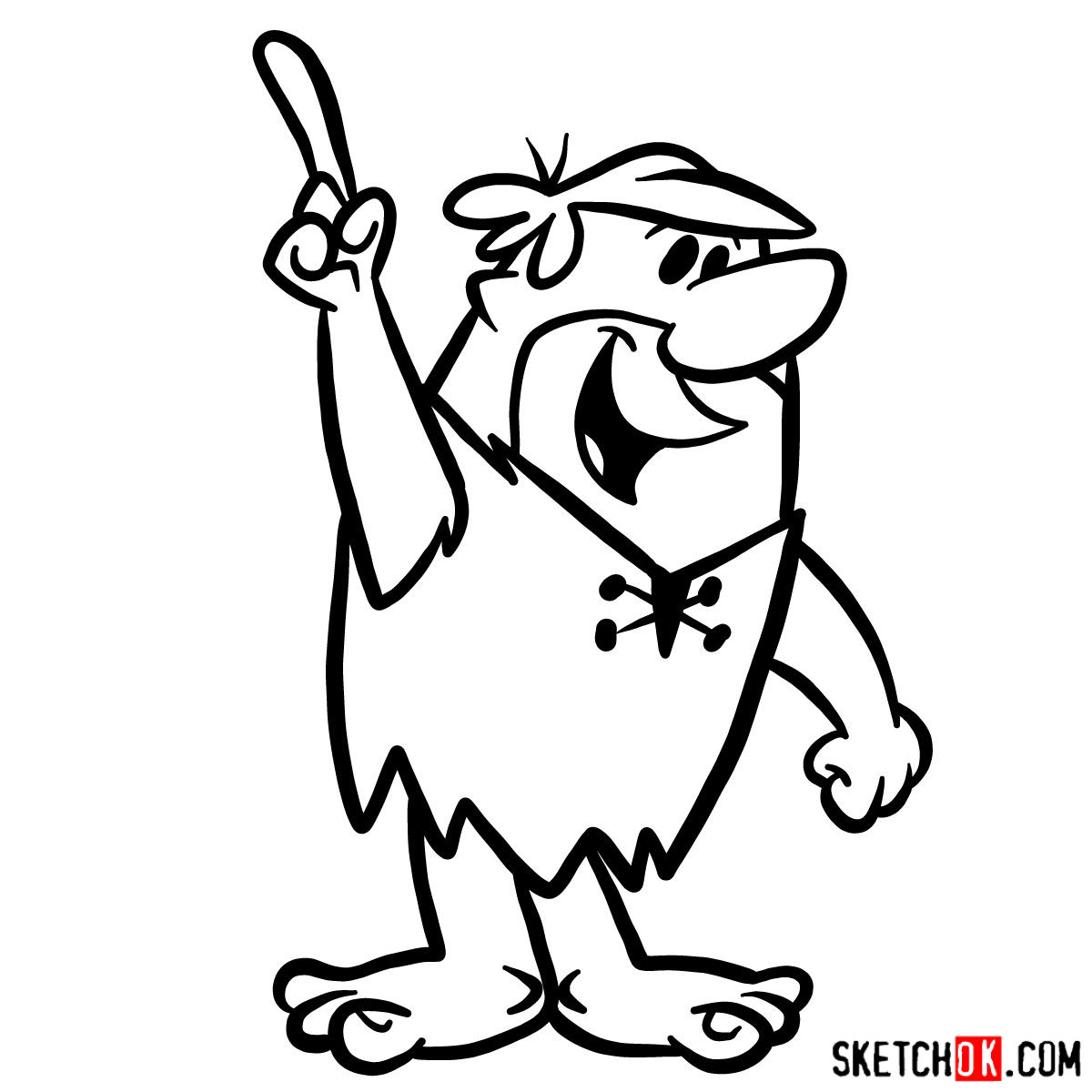 How to draw Barney Rubble - step 12