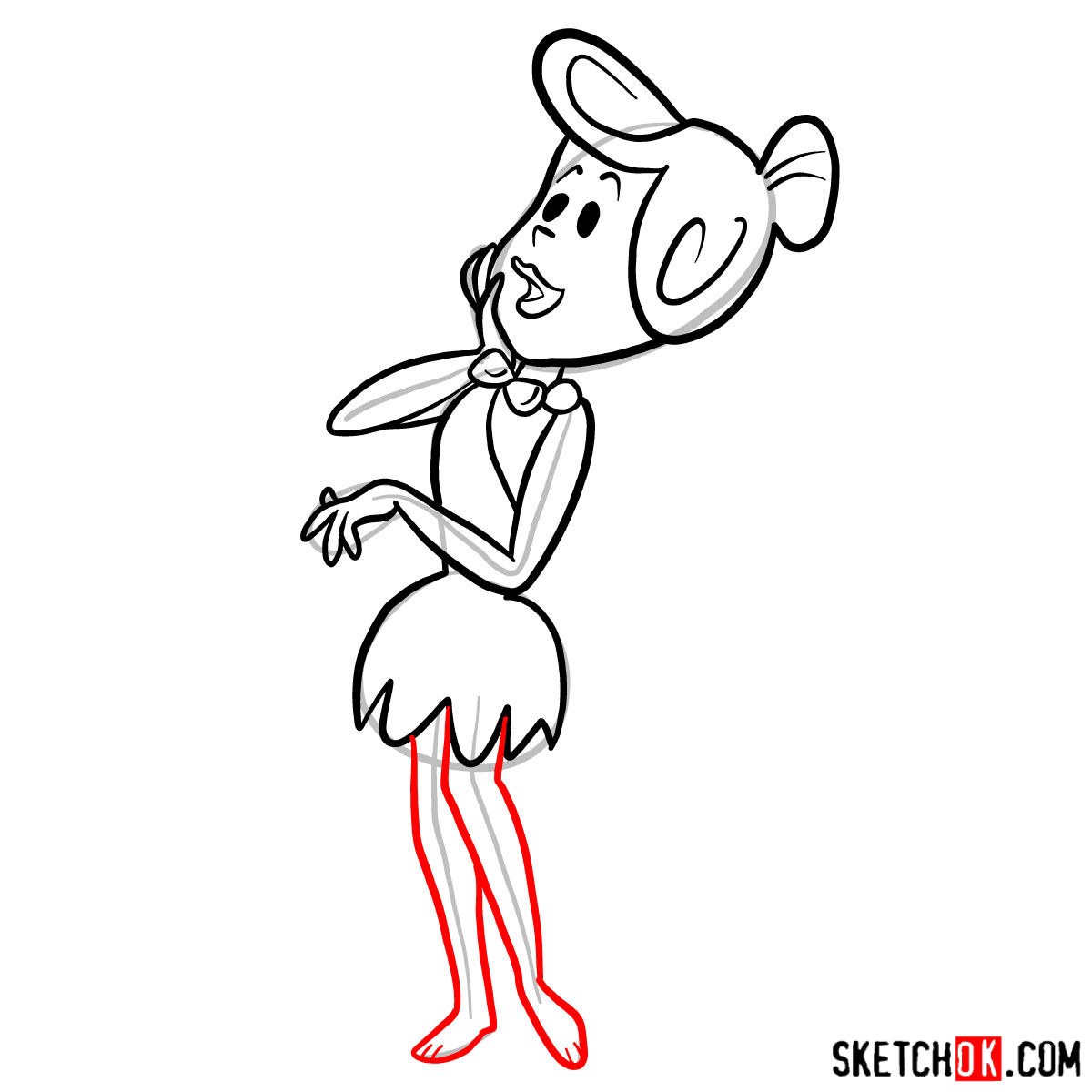 How to draw Wilma Flintstone - step 10