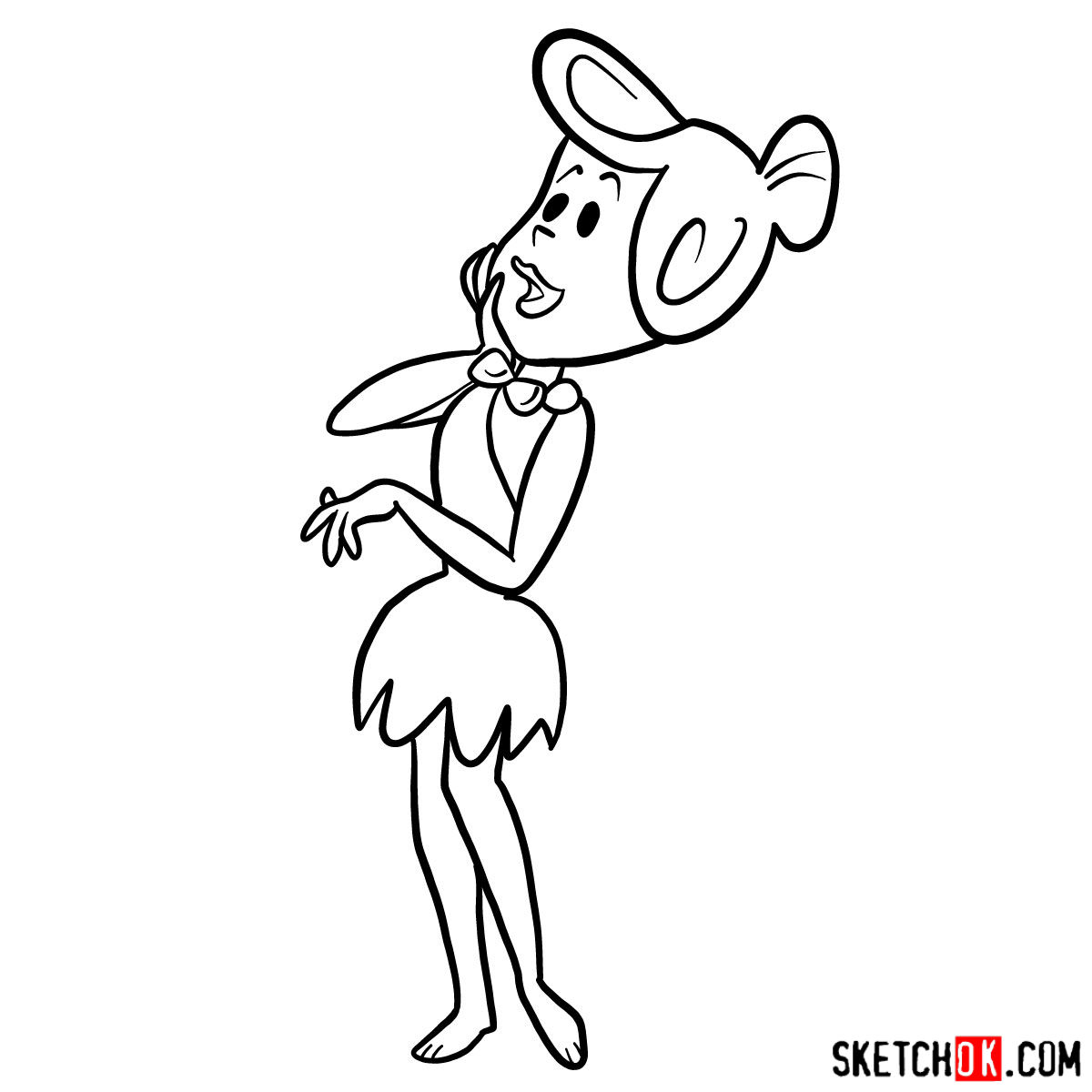How to draw Wilma Flintstone - step 11