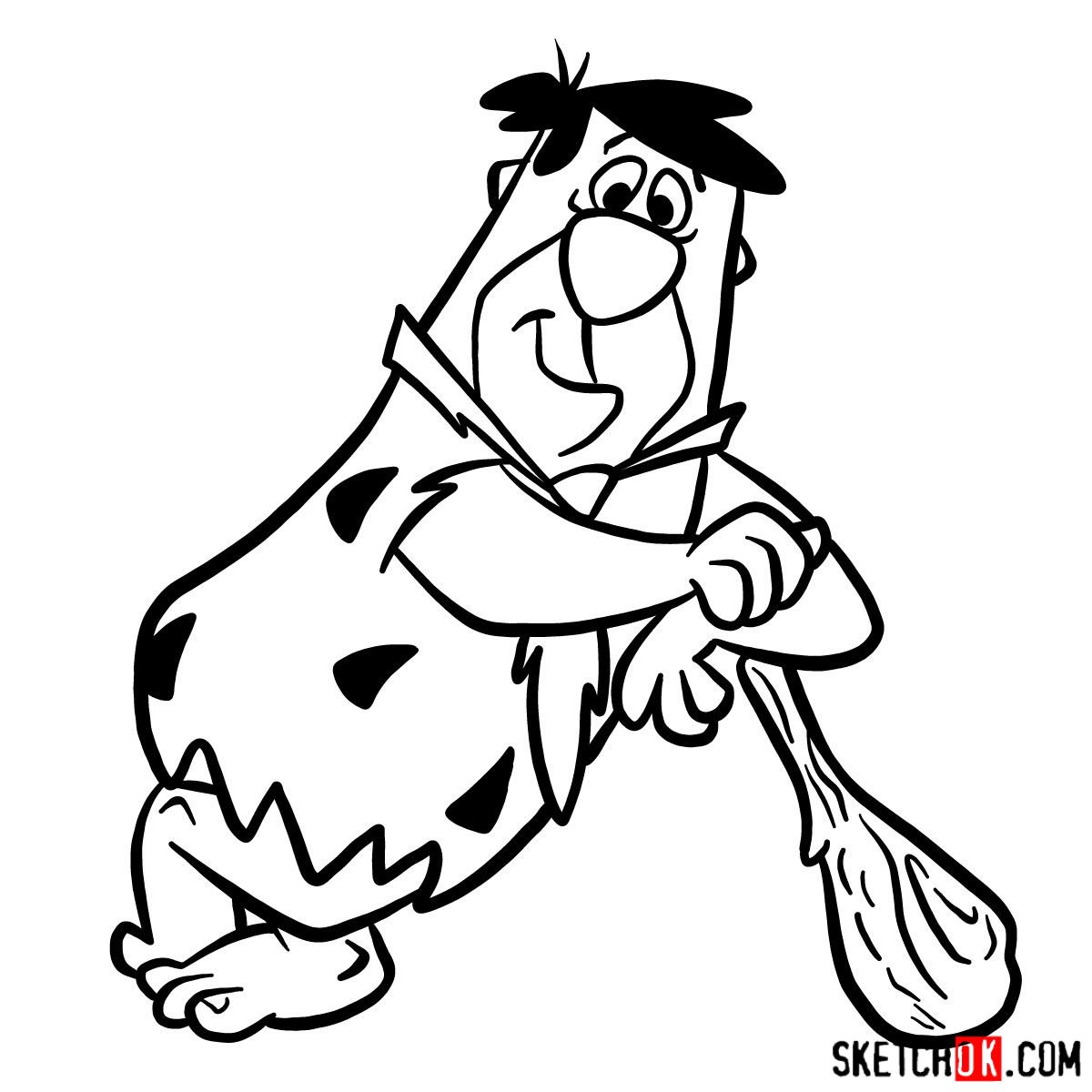 How to draw Fred Flintstone - step 13