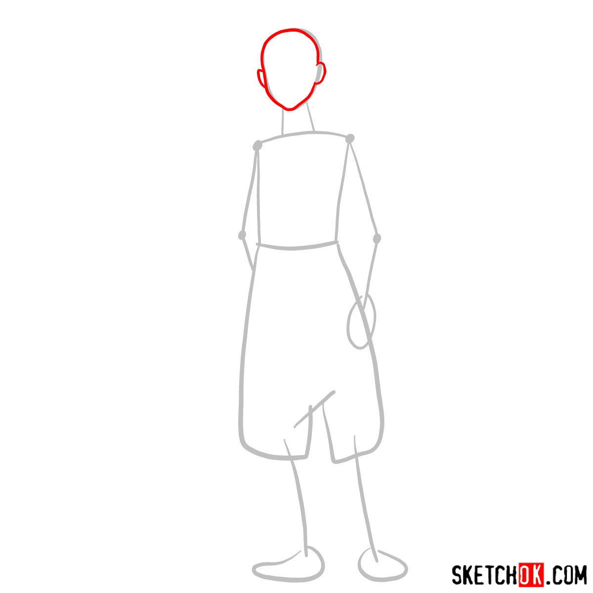 How to draw Avatar Aang in full growth - step 02
