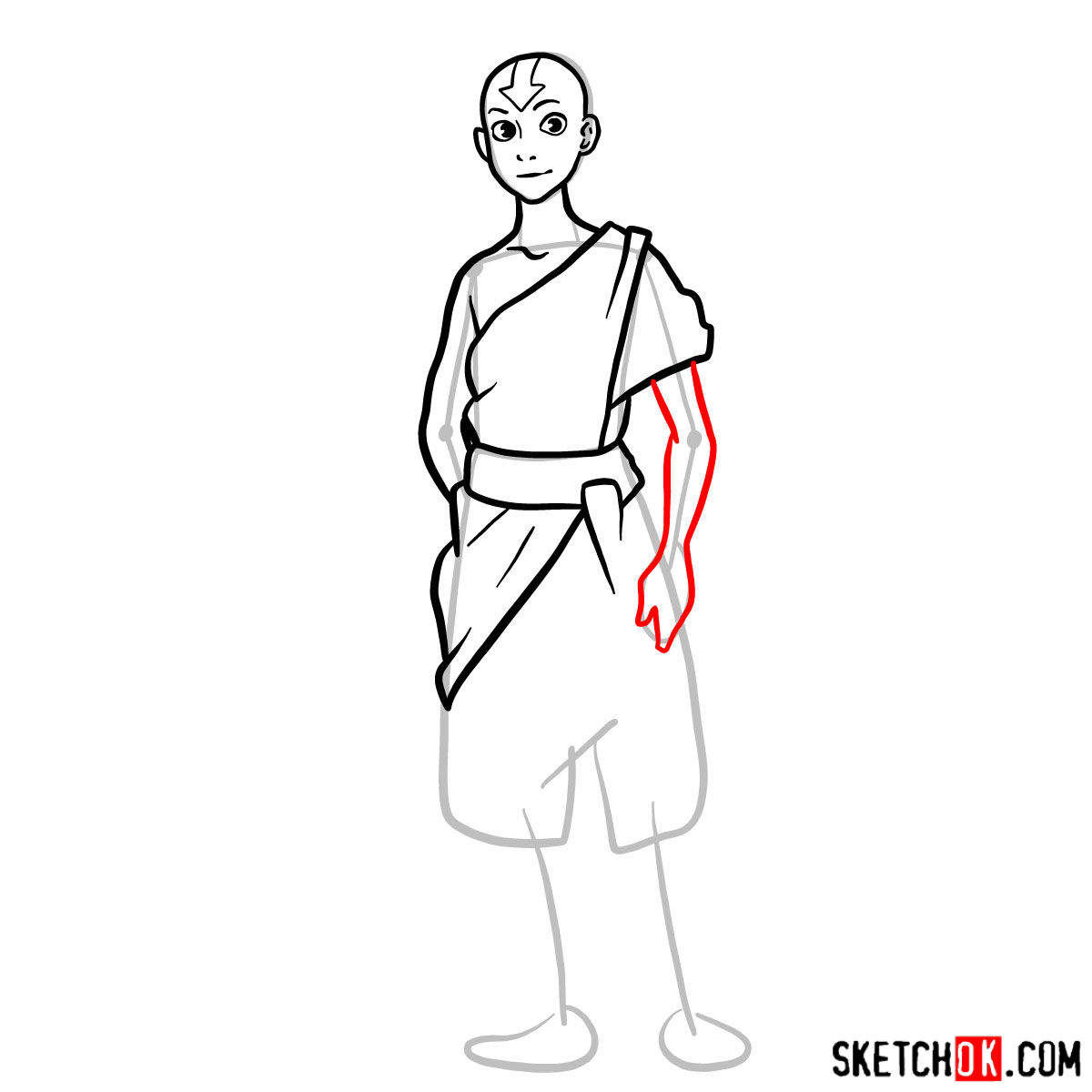 How to draw Avatar Aang in full growth - step 08