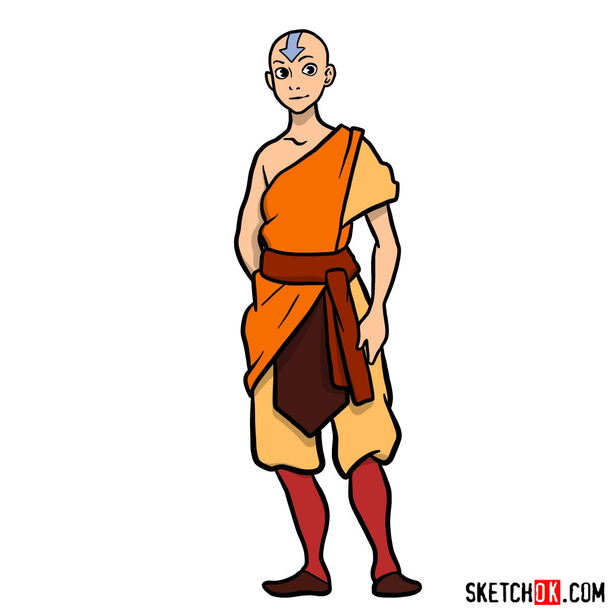 How to draw Avatar Aang in full growth