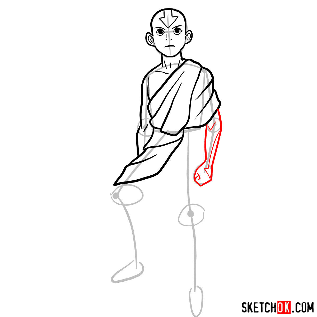 How to draw angry Aang - step 07