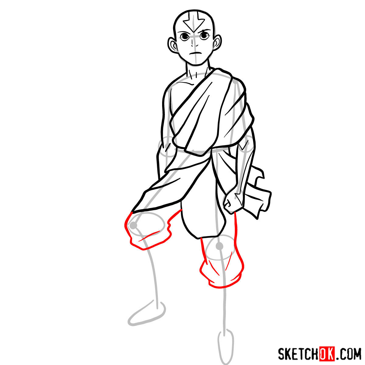 How to draw angry Aang - step 09