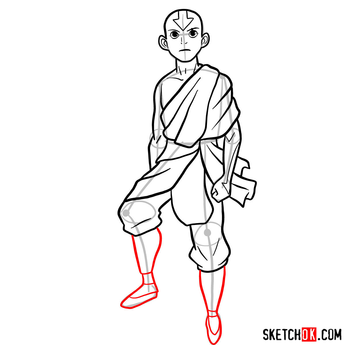 How to draw angry Aang - step 10