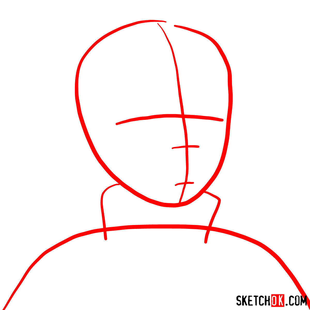 How to draw Aang's face - step 01