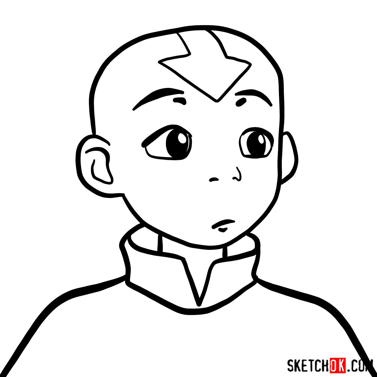 How to draw Aang's face - step 06