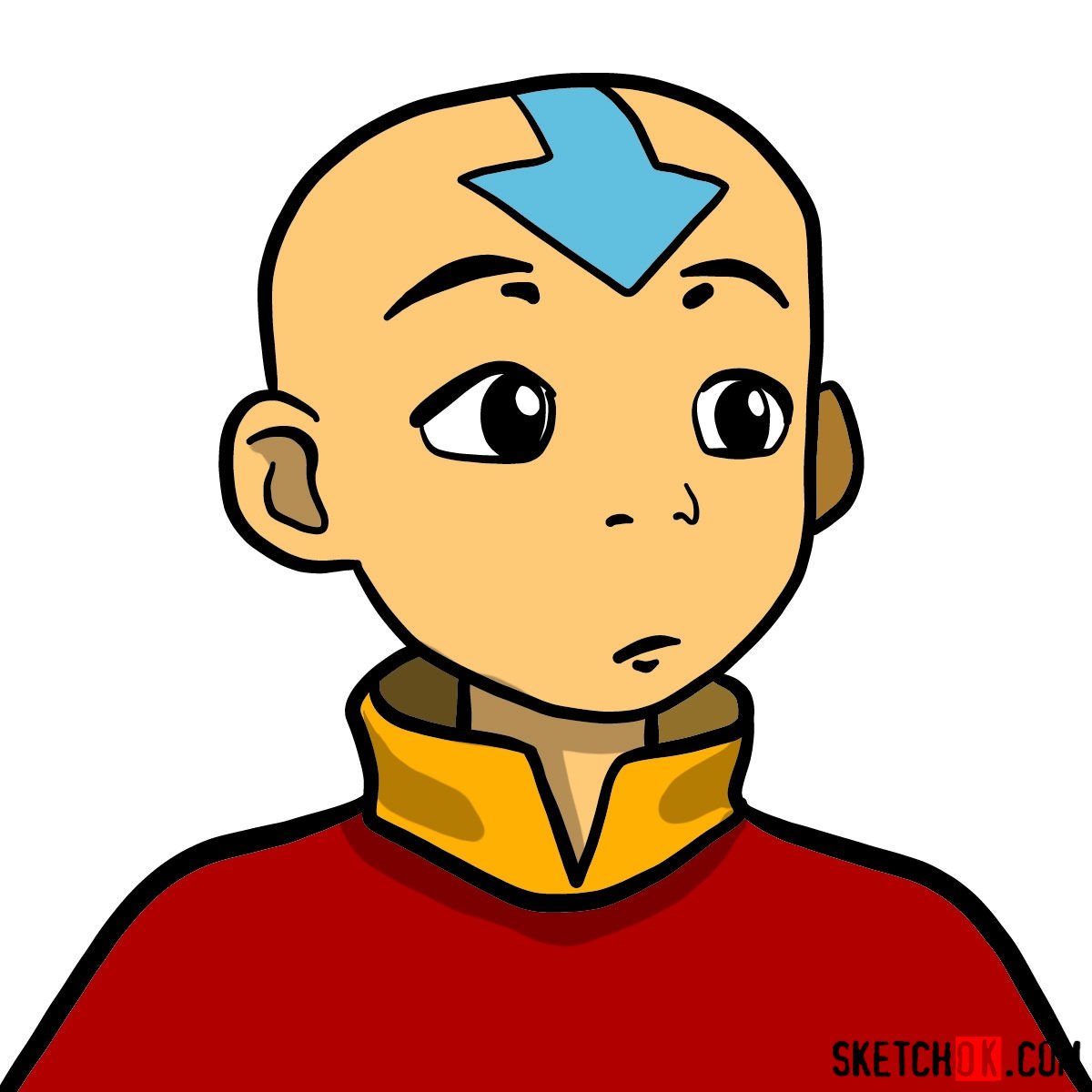 How to draw Aang's face