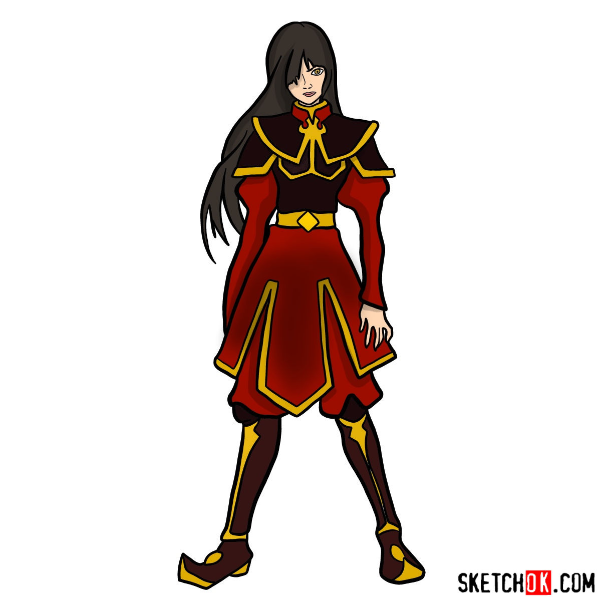 Download How to draw Azula | Avatar - SketchOk - step-by-step ...