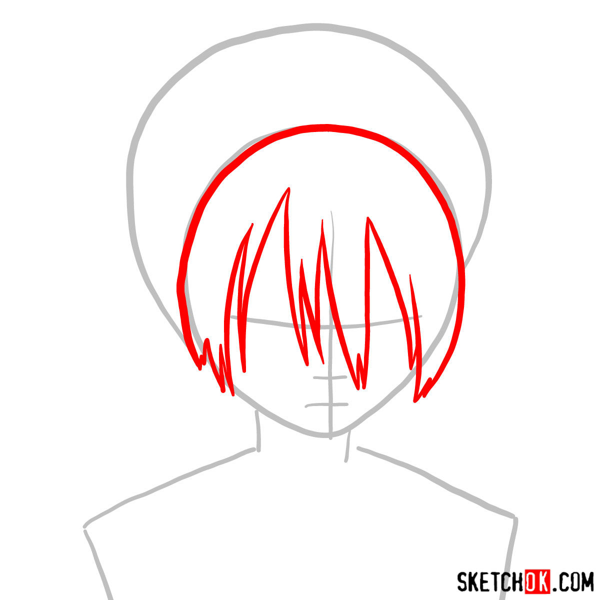 How to draw Toph Beifong's face - step 02