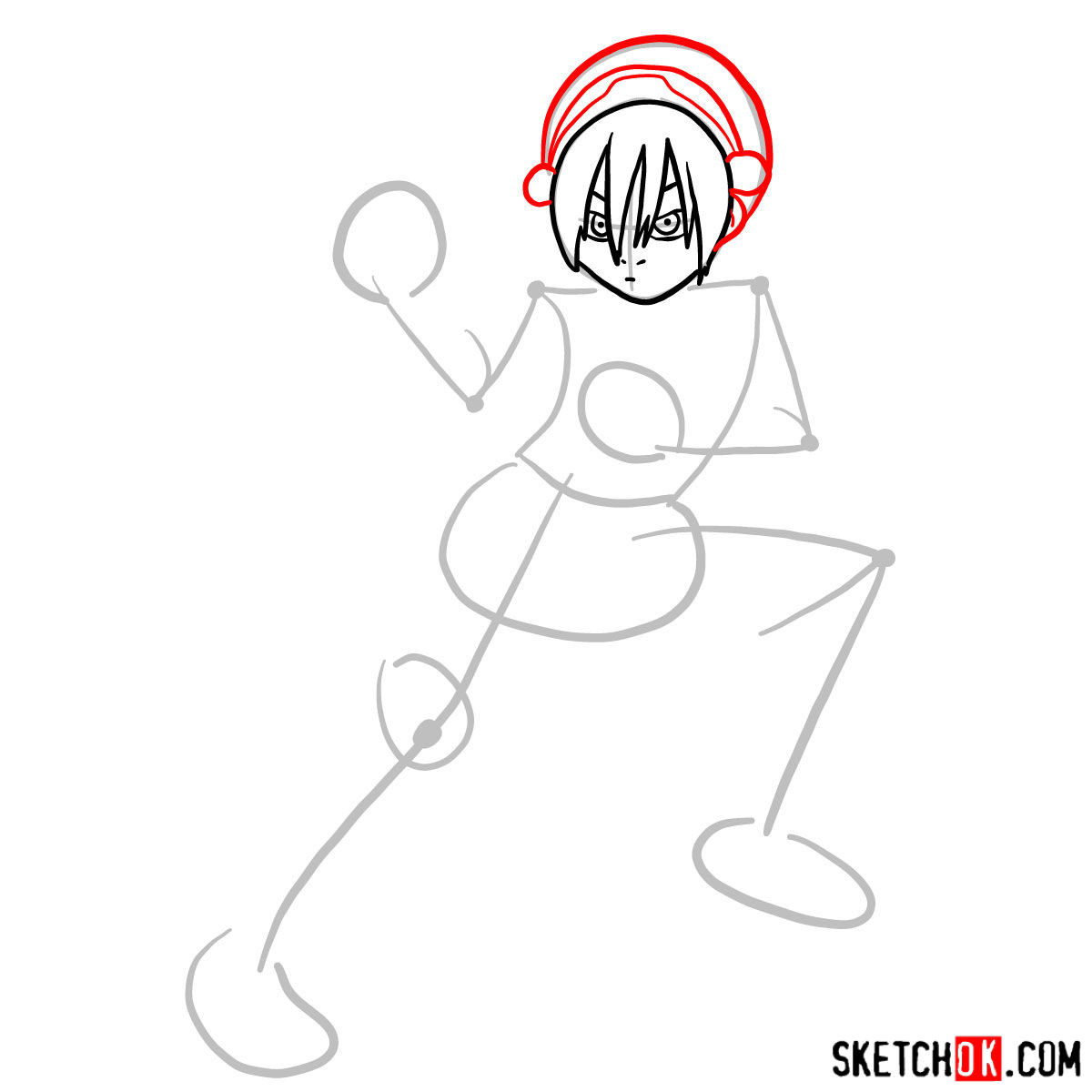 How to draw Toph Beifong - step 04