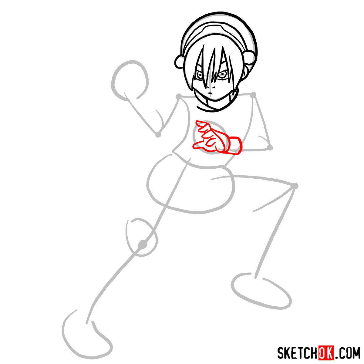How to draw Toph Beifong - step 06