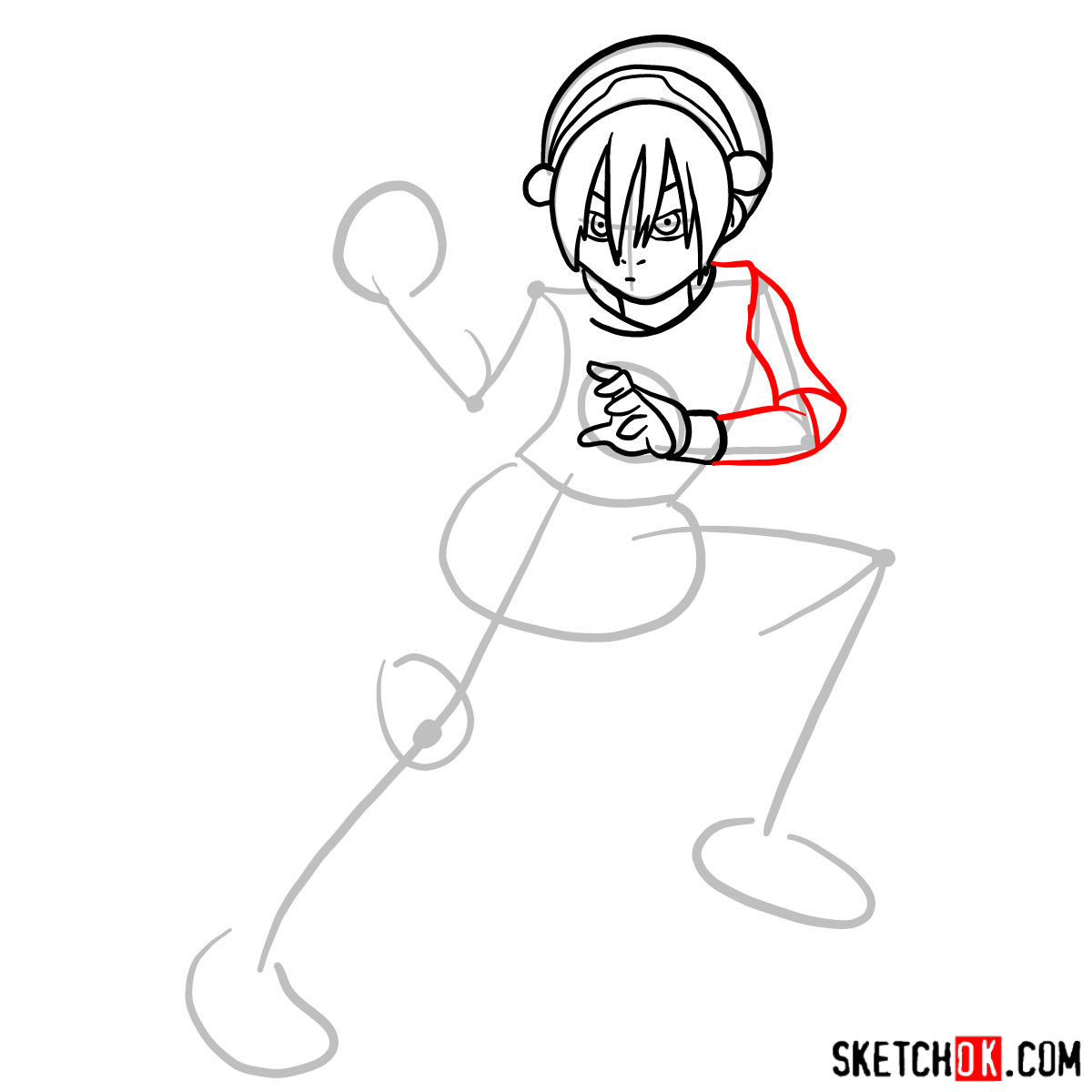 How to draw Toph Beifong - step 07