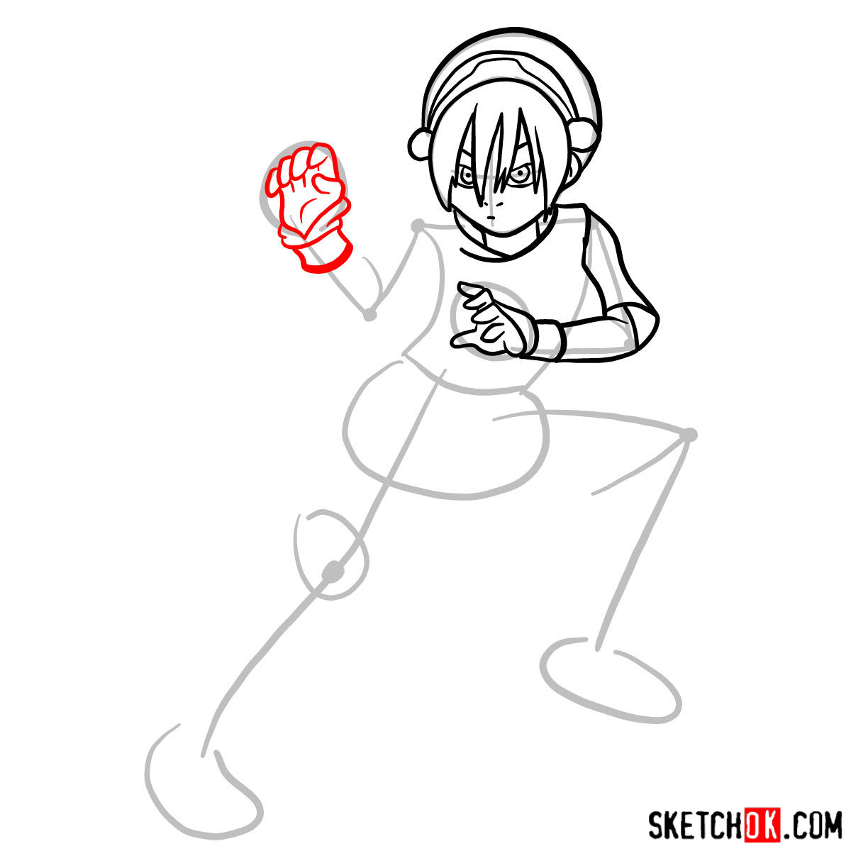 How to draw Toph Beifong - step 08