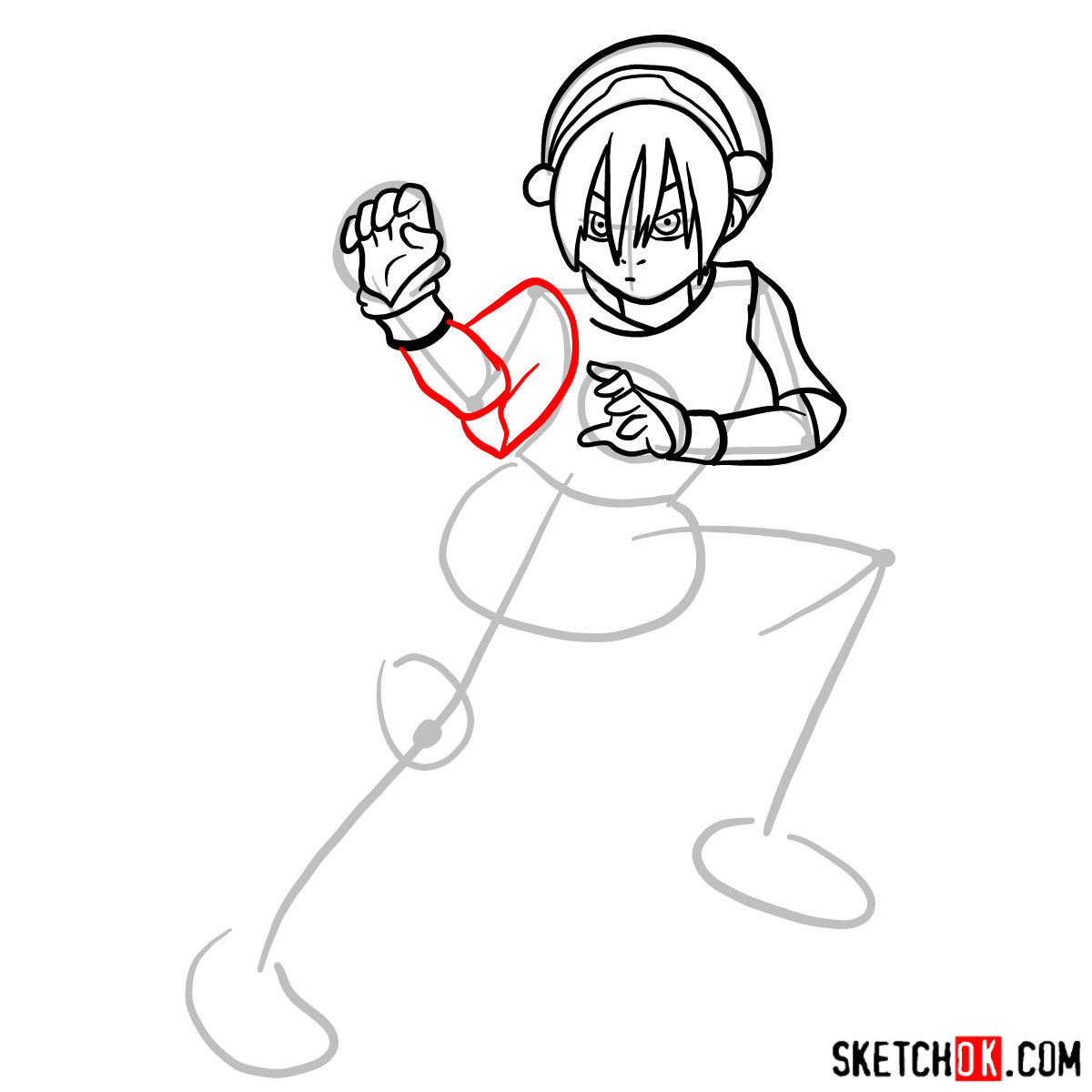 How to draw Toph Beifong - step 09