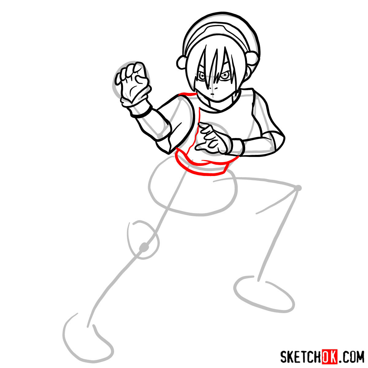 How to draw Toph Beifong - step 10