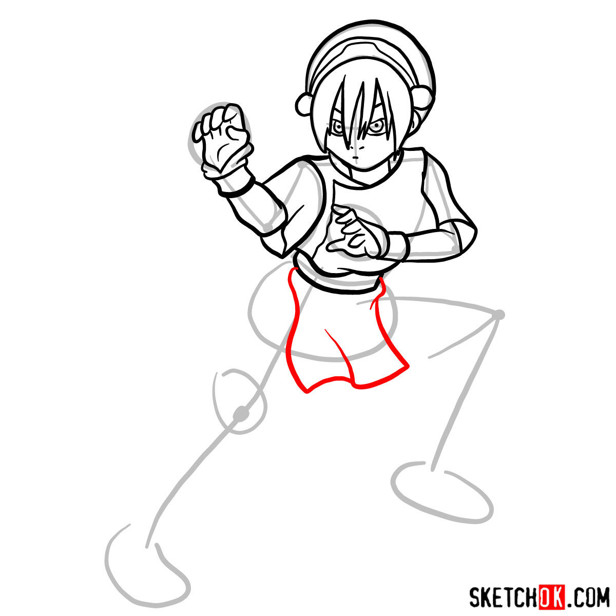 How to draw Toph Beifong - step 11