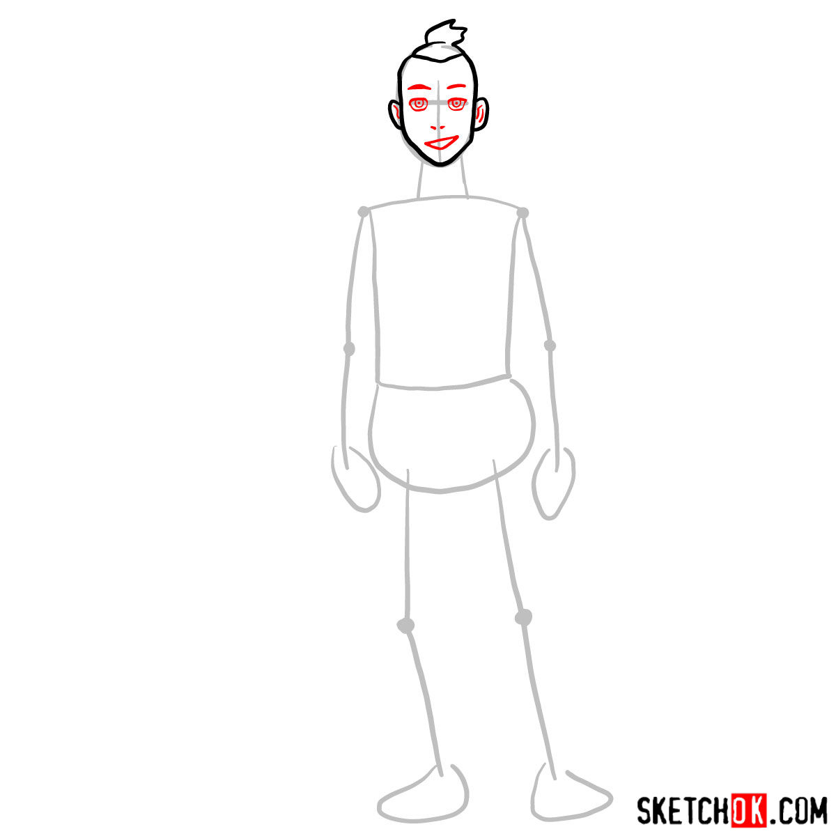 How to draw Sokka - step 03