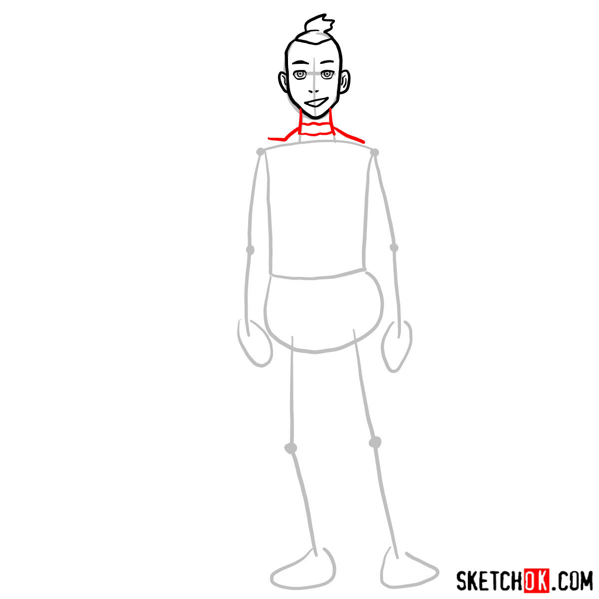 How to draw Sokka - step 04