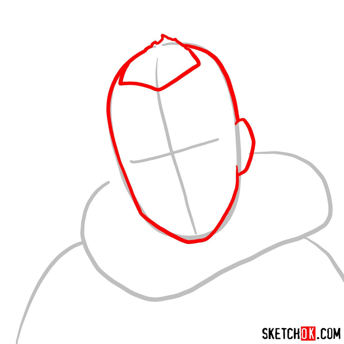 How to draw Sokka's face - step 02